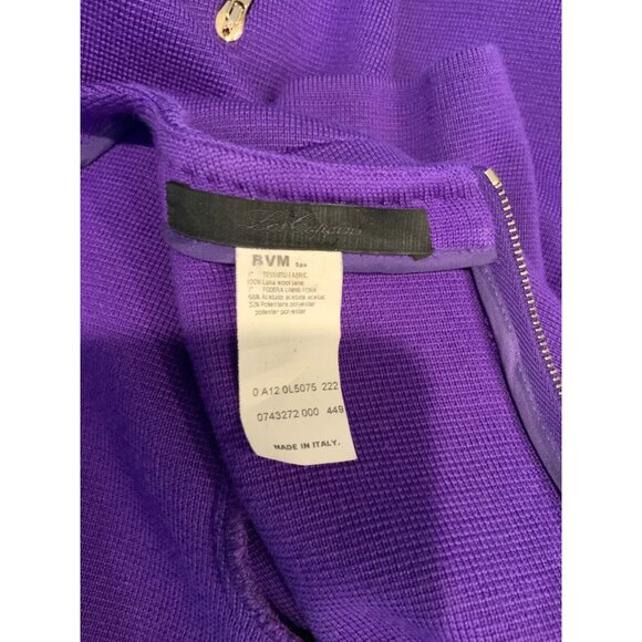 Les Copains Purple Wool Short Sleeve Pencil Dress, Size 4 | 40 - Picture 5 of 5